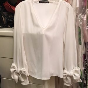 Zara white bow blouse